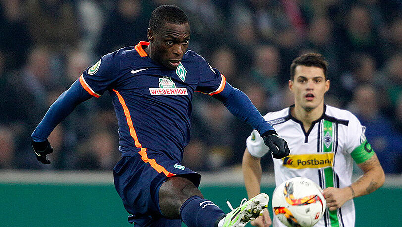 Will wie beim 4:3 im Achtelfinale in Mönchengladbach auch in Leverkusen treffen: Bremens Anthony Ujah. Will wie beim 4:3 im Achtelfinale in Mönchengladbach auch in Leverkusen treffen: Bremens Anthony Ujah.