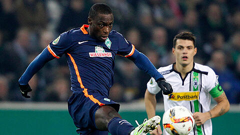 Will wie beim 4:3 im Achtelfinale in Mönchengladbach auch in Leverkusen treffen: Bremens Anthony Ujah.