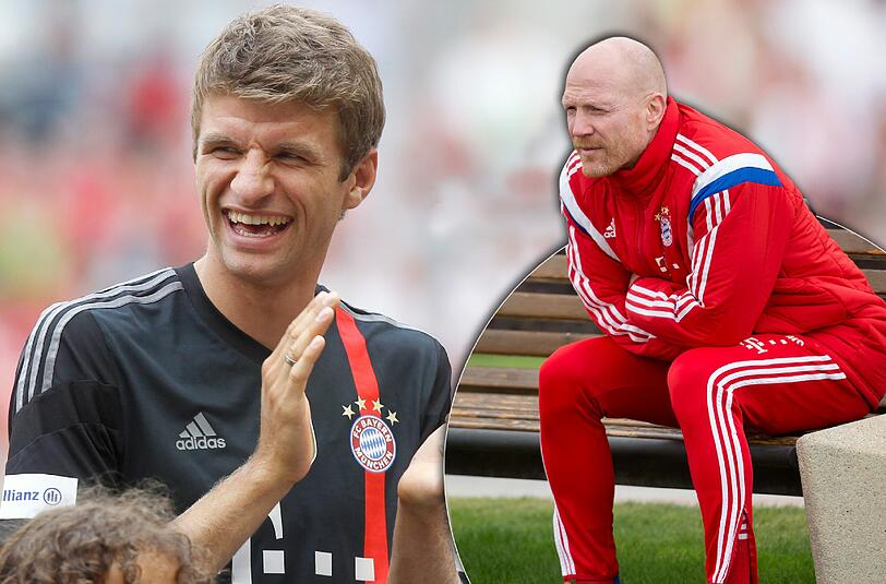 Thomas Müller (l.) schwärmt von Sportvorstand Matthias Sammer.
