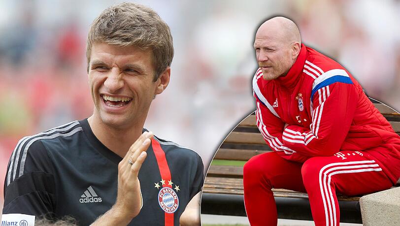 Thomas Müller (l.) schwärmt von Sportvorstand Matthias Sammer. Thomas Müller (l.) schwärmt von Sportvorstand Matthias Sammer.