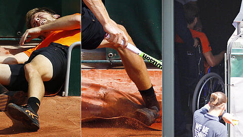 Schlimme Szenen bei den French Open: Der Belgier David Goffin verletzt sich bei seinem Drittrundenmatch gegen den Argentinier Horacio Zeballos. Die Bilder...