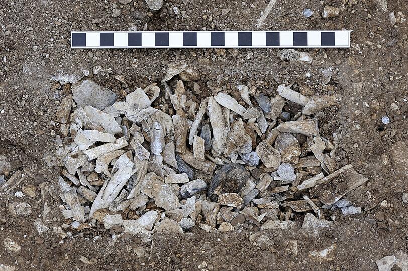 Aubrey Hole 7 wurde 1935 mit prähistorischen menschlichen Knochen verfüllt, die 2008 geborgen werden konnten. Aubrey Hole 7 wurde 1935 mit prähistorischen menschlichen Knochen verfüllt, die 2008 geborgen werden konnten.