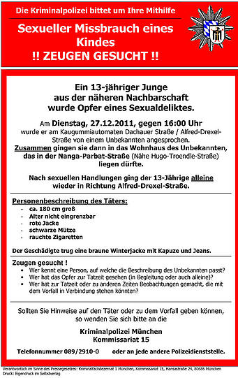 Das Fahndungsplakat der Polizei