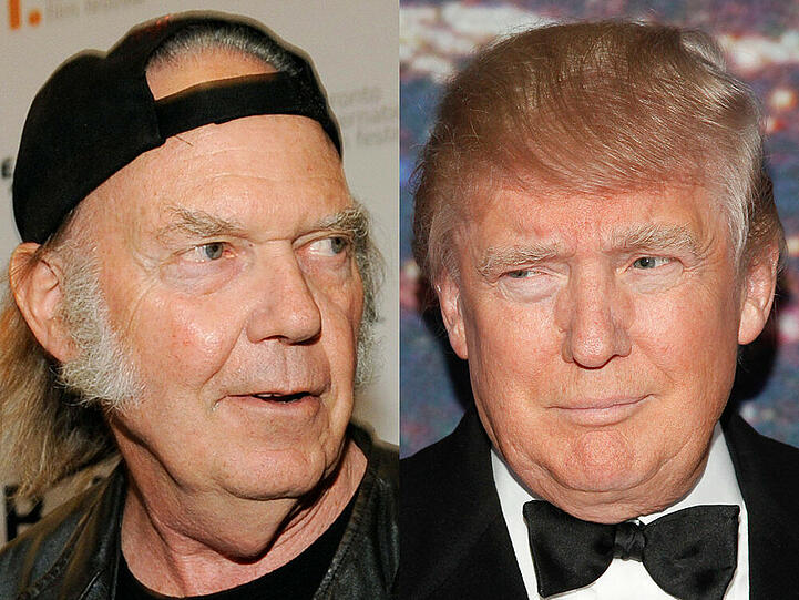 Neil Young (l.) möchte nicht, dass Donald Trump im Wahlkampf zu seinen Liedern rockt