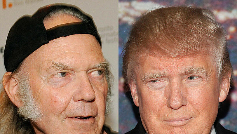 Neil Young (l.) möchte nicht, dass Donald Trump im Wahlkampf zu seinen Liedern rockt Neil Young (l.) möchte nicht, dass Donald Trump im Wahlkampf zu seinen Liedern rockt