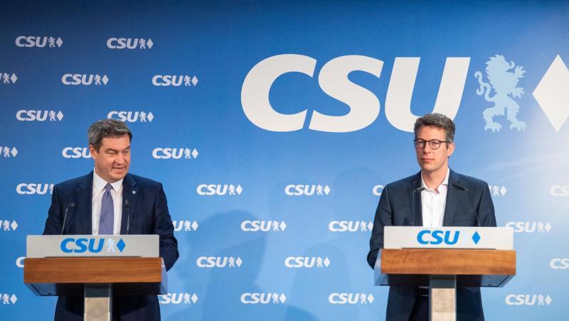 Markus Söder (l), CSU-Vorsitzender, und Markus Blume, CSU-Generalsekretär, geben eine Pressekonferenz. Foto: Lino Mirgeler/Archiv Markus Söder (l), CSU-Vorsitzender, und Markus Blume, CSU-Generalsekretär, geben eine Pressekonferenz. Foto: Lino Mirgeler/Archiv