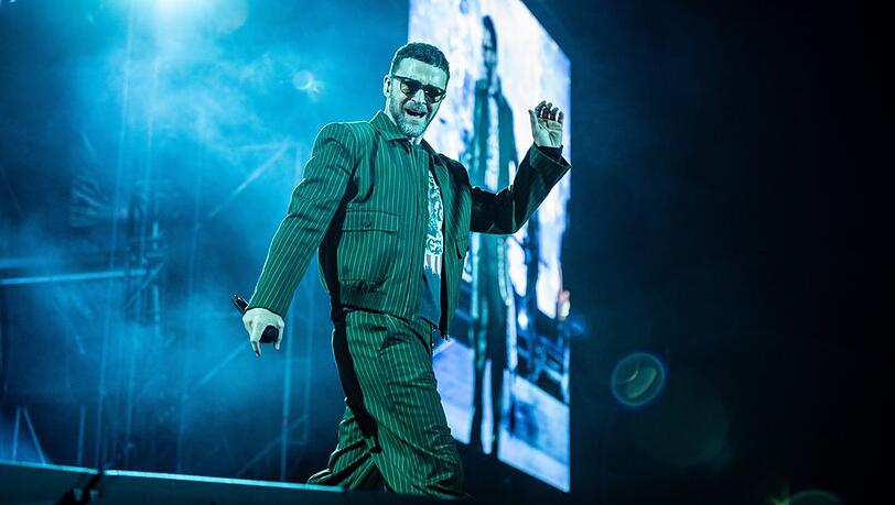 Justin Timberlake während eines Auftritts. Aufgrund seiner Erkrankung hatte der Sänger auf seiner Tour mit Schmerzen zu kämpfen.