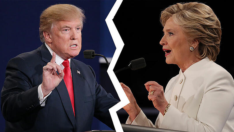 Trump oder Clinton? Diese Frage spaltet eine ganze Nation. Trump oder Clinton? Diese Frage spaltet eine ganze Nation.