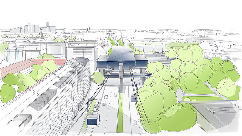 Weitere Visualisierungen der Münchner Seilbahn.