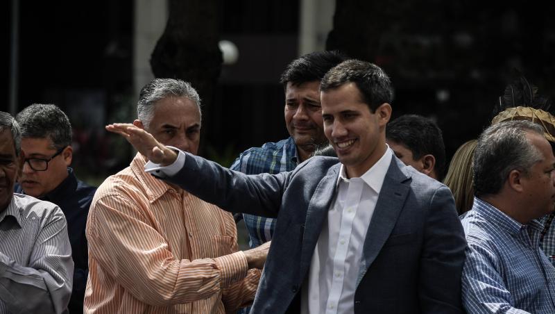 Juan Guaidó, Parlamentspräsident in Venezuela, während einer Demonstration in Caracas. Juan Guaidó, Parlamentspräsident in Venezuela, während einer Demonstration in Caracas.