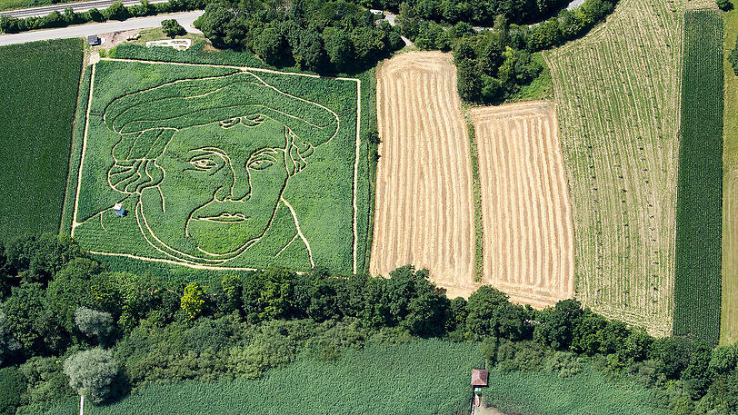 Das Labyrinth in Utting am Ammersee zeigt Martin Luther.