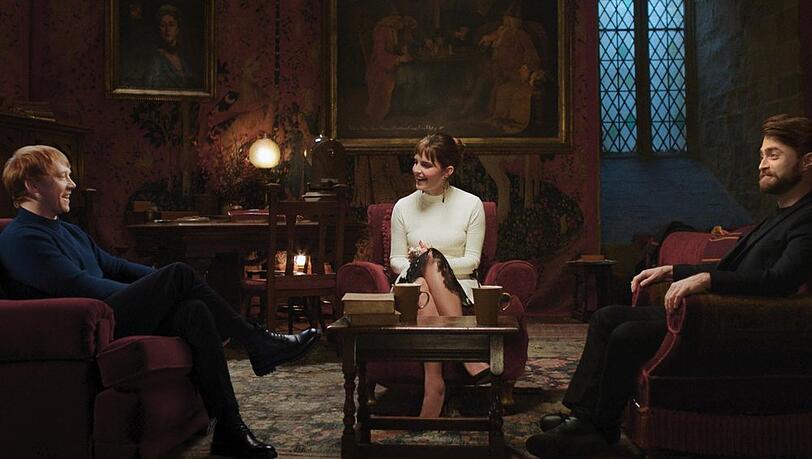 Zurück in Hogwarts: Rupert Grint (l.), Emma Watson und Daniel Radcliffe.
