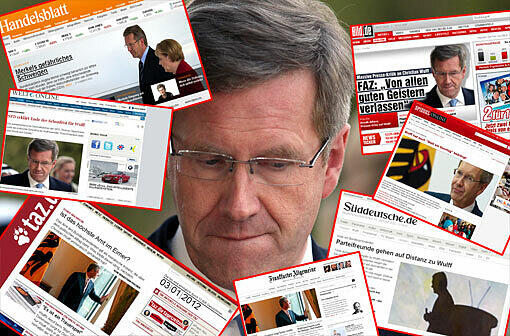 Nach Kreditaffäre und versuchter Einflussnahme auf die kritische Berichterstattung der &bdquo;Bild" haben zahlreiche deutsche Zeitungen Bundespräsident Wulff massiv kritisiert - Eine Auswahl in Text und Bildern.