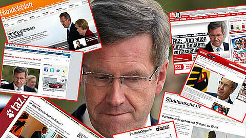Nach Kreditaffäre und versuchter Einflussnahme auf die kritische Berichterstattung der &bdquo;Bild" haben zahlreiche deutsche Zeitungen Bundespräsident Wulff massiv kritisiert - Eine Auswahl in Text und Bildern.