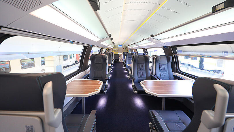 Blick in die sogenannte "First Class" der Westbahn. Blick in die sogenannte "First Class" der Westbahn.