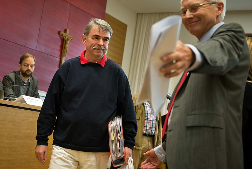 Gustl Mollath vor seiner Vernehmung im Mollath-Untersuchungsausschuss im Bayerischen Landtag