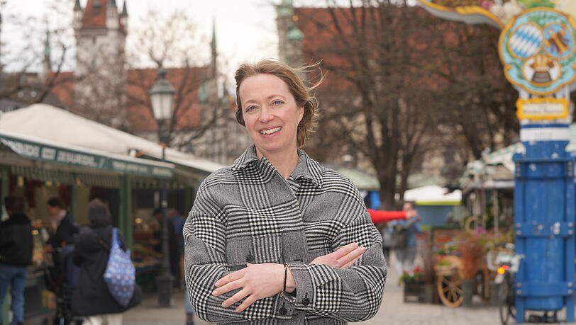 Sabine Kroi&szlig; (45) ist die frischgebackene Sprecherin der H&auml;ndlerinnen und H&auml;ndler auf dem Viktualienmarkt. Sie freut sich auf einen guten Austausch mit der Politik.