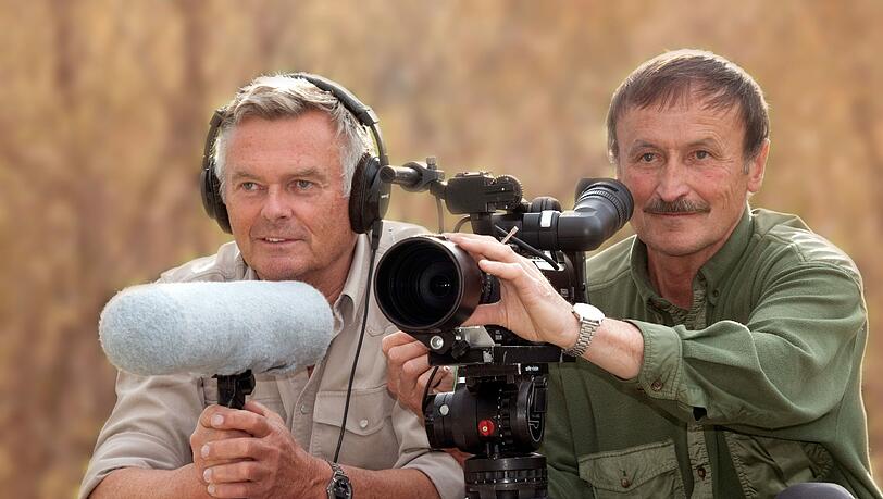 Die Tierfilmer Ernst Arendt (links) und Hans Schweiger.