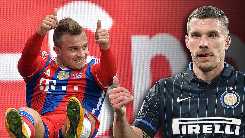 Künftig Teamkameraden bei Inter Mailand: Xherdan Shaqiri und Lukas Podolski. Künftig Teamkameraden bei Inter Mailand: Xherdan Shaqiri und Lukas Podolski.