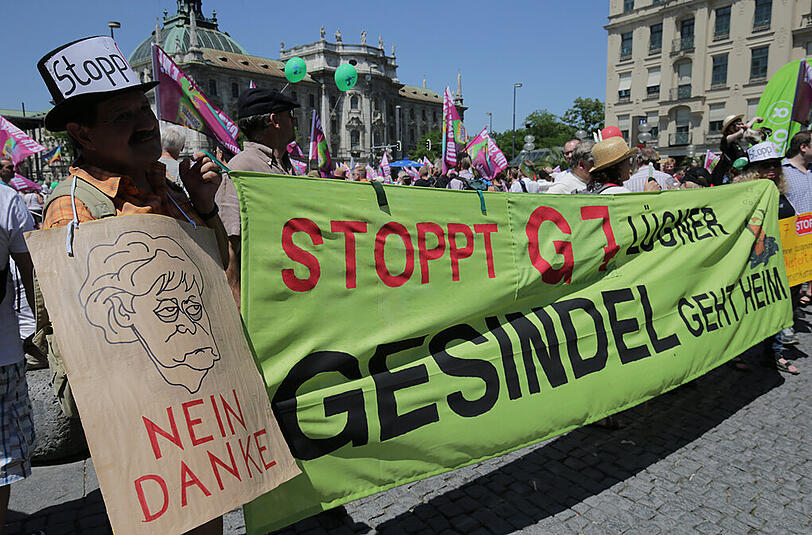 Großdemonstration in München gegen den G7-Gipfel: Die Bilder von der Protestkundgebung.