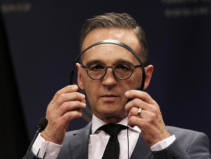 Außenminister Heiko Maas am Samstag bei einer Pressekonferenz mit seinem türkischen Amtskollegen Cavusoglu.