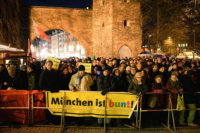 So war&rsquo;s am letzten Montag: Münchner demonstrieren gegen Pegida.