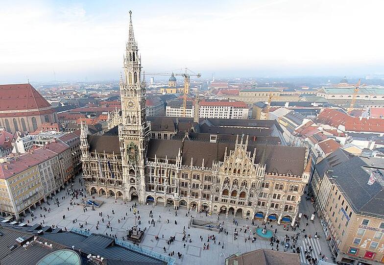 Der Marienplatz von Oben: Das Pflaster auf dem München traditionsreichem Platz wird erneuert. (Symbolbild)