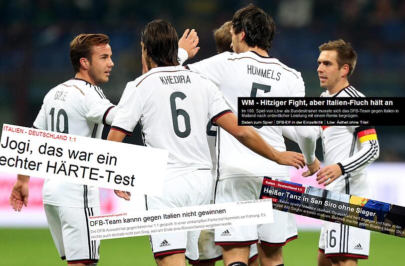Lesen Sie hier die nationalen und internationalen Schlagzeilen zum Klassiker Deutschland gegen Italien!