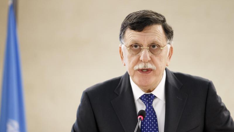 Fajis al-Sarradsch, Ministerpräsident der libyschen Übergangsregierung, hält eine Rede im Europäischen UN-Haupsitz. Fajis al-Sarradsch, Ministerpräsident der libyschen Übergangsregierung, hält eine Rede im Europäischen UN-Haupsitz.
