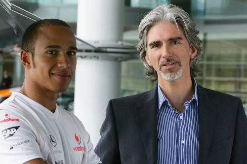 1996 holte er im Williams den Titel, jetzt gratulierte er Lewis Hamilton (l.): Damon Hill.