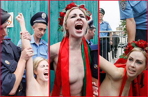 Auch in Kiew gibt es politisch motivierten Nacktprotest. Hier gingen die Frauen auf die Straße.