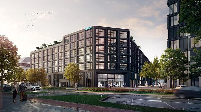 So soll das neue Siemens-Gebäude im Werksviertel ausschauen, wenn es in rund zweieinhalb Jahren fertig ist.