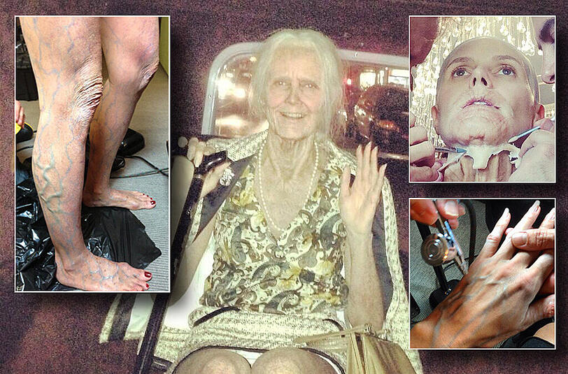 Die Verwandlung von Heidi Klum zur faltigen Greisin in der Bilderstrecke.