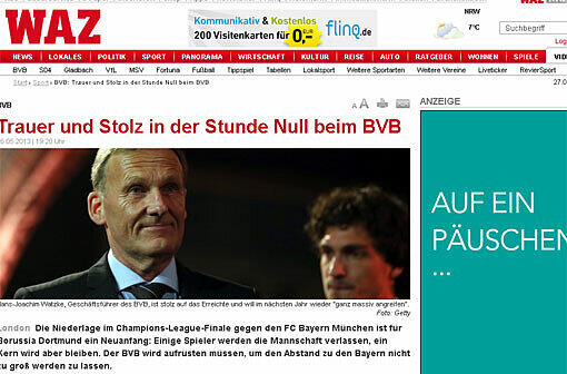 Beginnen wir mit den Verlieren. "Es tut noch immer weh", zitiert die WAZ Dortmund-Geschäftsführer Michael Watzke.