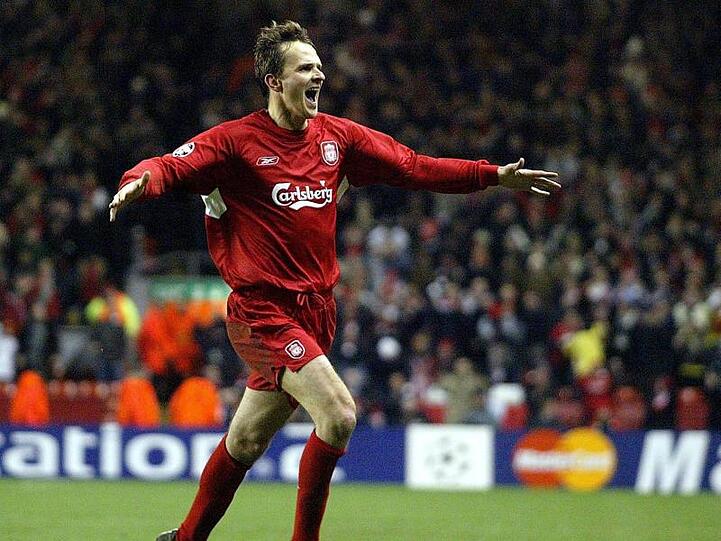 Liverpools deutscher Mittelfeldspieler Dietmar Hamann bejubelt ein Tor. Foto: Phil Noble/Archiv