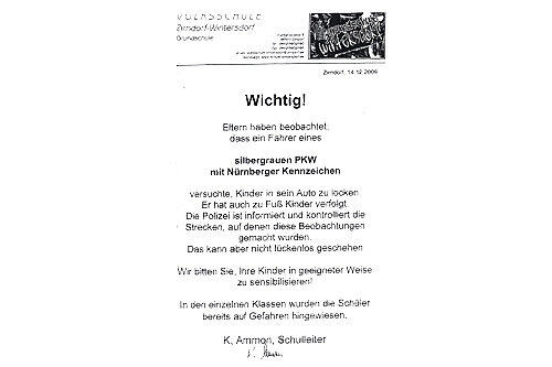 ...als Warnung an Schüler und Eltern verteilen.