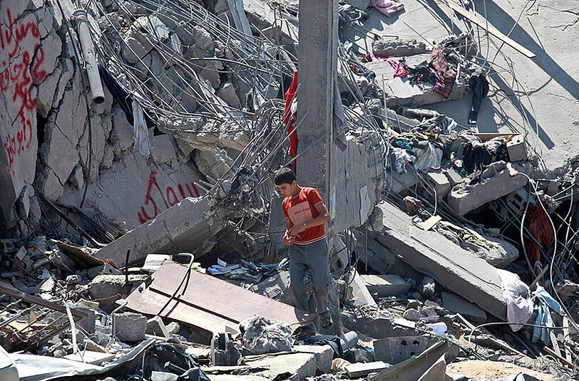 Dieses Bild zeigt die Zerstörung nach einem Luftschlag.