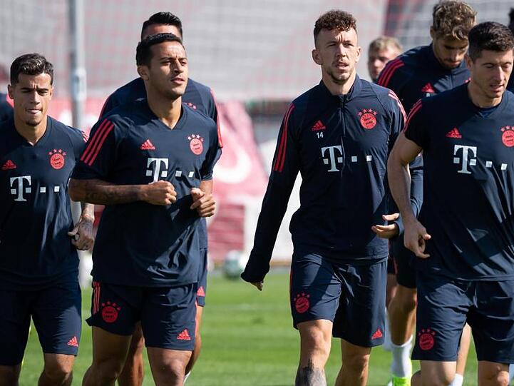 Die Bayern-Spieler beim Abschlusstraining in München.