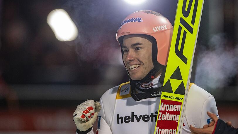 Stefan Kraft aus Österreich freut sich.