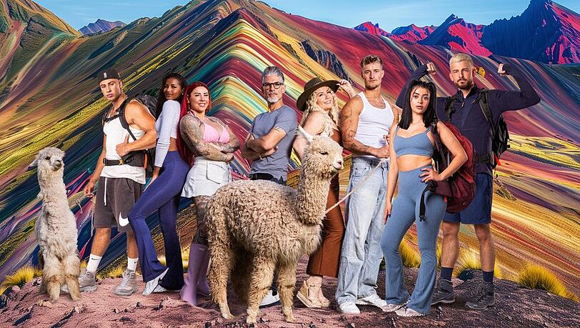 Daymian Weiß, Brenda Brinkmann, Kate Merlan, Chris Töpperwien, Marlisa Rudzio, Laurenz Pesc, Elsa Latifaj und Sinan Cakin (v.l.) sind die "Reality Backpackers".