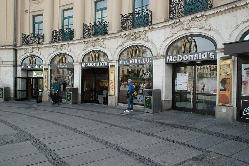 Hier vor dem Mc Donald's am Stachus war das Fett ausgelaufen.