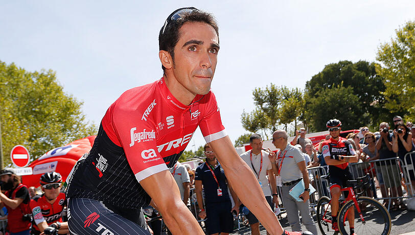 Der Spanier Alberto Contador vom Team Trek-Segafredo hat wohl kein Chance mehr auf einen Podiumsplatz.