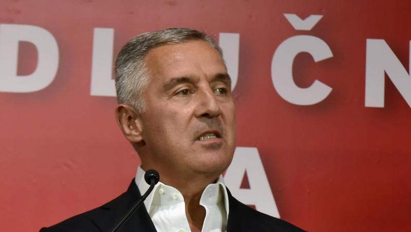 Milo Djukanovic, Präsident von Montenegro, spricht in der Parteizentrale.