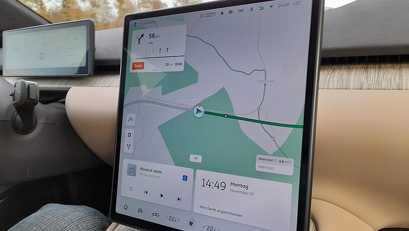 Die Bedienung des ET7 erfolgt hauptsächlich über das mittige Touch-Display. Die Bedienung des ET7 erfolgt hauptsächlich über das mittige Touch-Display.