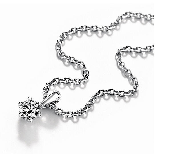 Solitär-Collier aus Weißgold.