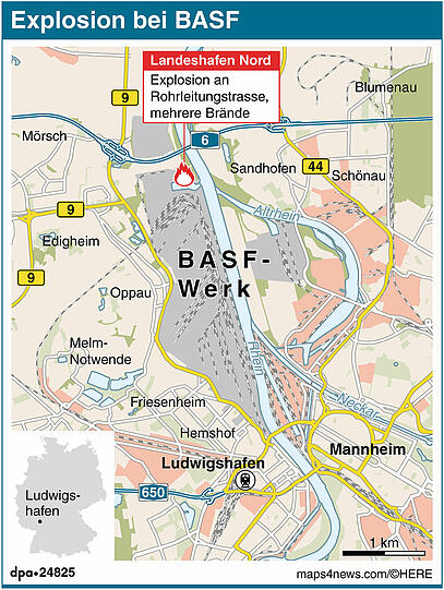 Verheerende Explosion bei BASF in Ludwigshafen. Die Bilder.