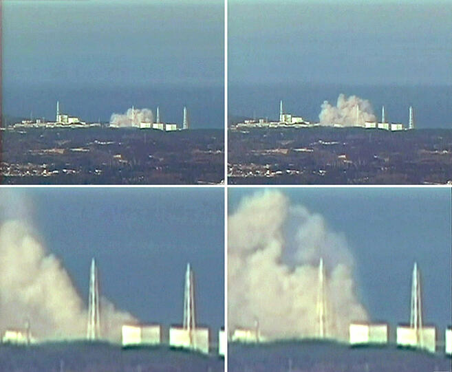 Das Kernkraftwerk Fukushima 1, 250km von Tokio entfernt, am 12. März 2011 - dem Tag der Explosion.