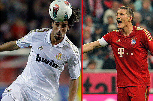 Sieg und Tor im Clasico: Jetzt freut sich Real Madrids Sami Khedira (l.) auf das Halbfinal-Rückspiel am Mittwoch gegen die Bayern mit Bastian Schweinsteiger.