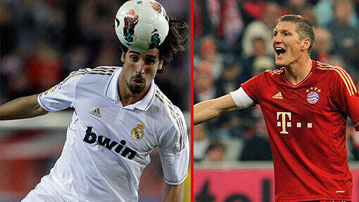 Sieg und Tor im Clasico: Jetzt freut sich Real Madrids Sami Khedira (l.) auf das Halbfinal-Rückspiel am Mittwoch gegen die Bayern mit Bastian Schweinsteiger. Sieg und Tor im Clasico: Jetzt freut sich Real Madrids Sami Khedira (l.) auf das Halbfinal-Rückspiel am Mittwoch gegen die Bayern mit Bastian Schweinsteiger.