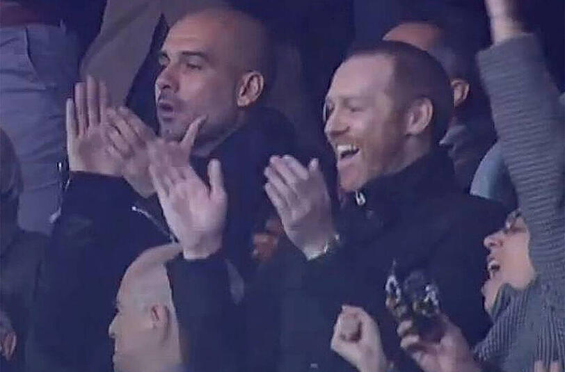 Beklatscht den 1:0-Sieg des FC Barcelona gegen ManCity: Bayern-Trainer Pep Guardiola im Camp Nou.